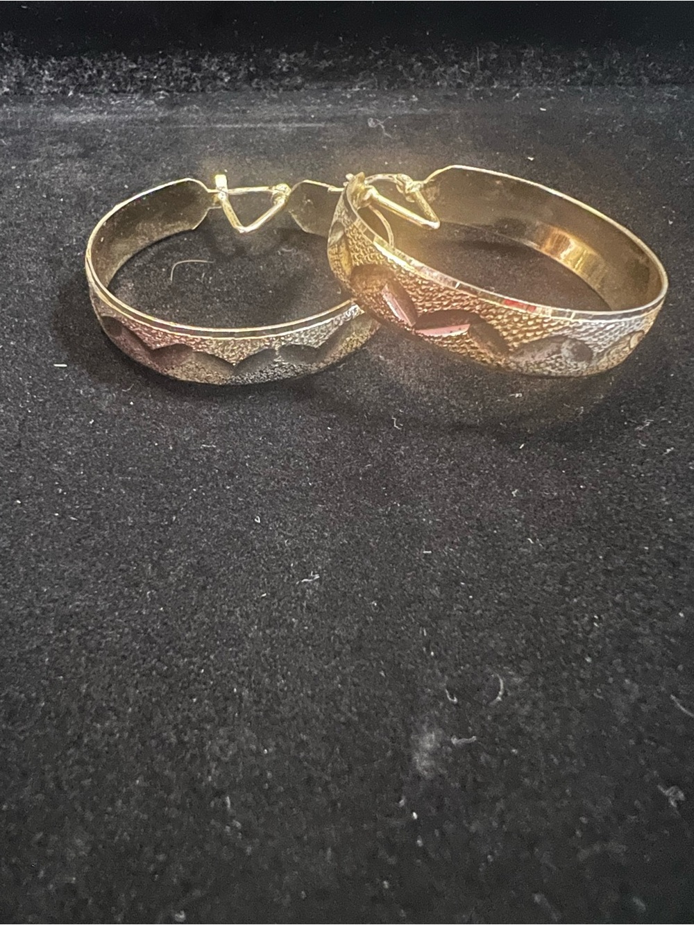 Gold Textured Hoop Earrings - Women Jewelry